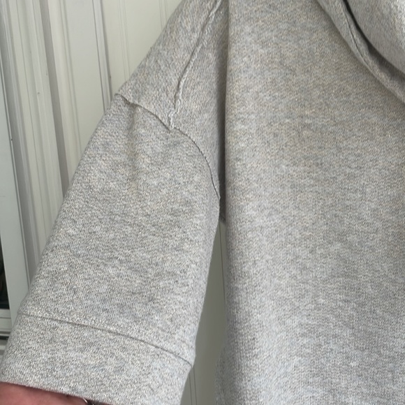 CUPIO cropped short sleeve funnel neck drawstring exposed seam metallic thread S - Picture 2 of 13